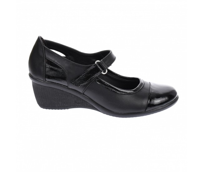 Oferta marimea 39 - Pantofi dama, casual, din piele naturala in combinatie cu piele lac, cu platforme de 5 cm - LP60NLAC