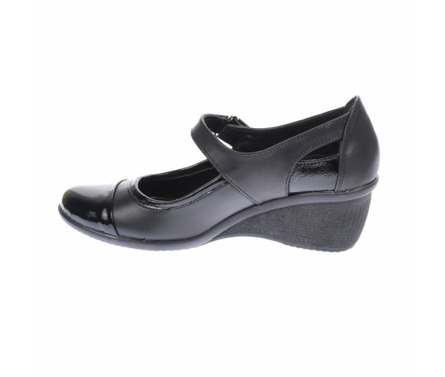 Oferta marimea 39 - Pantofi dama, casual, din piele naturala in combinatie cu piele lac, cu platforme de 5 cm - LP60NLAC