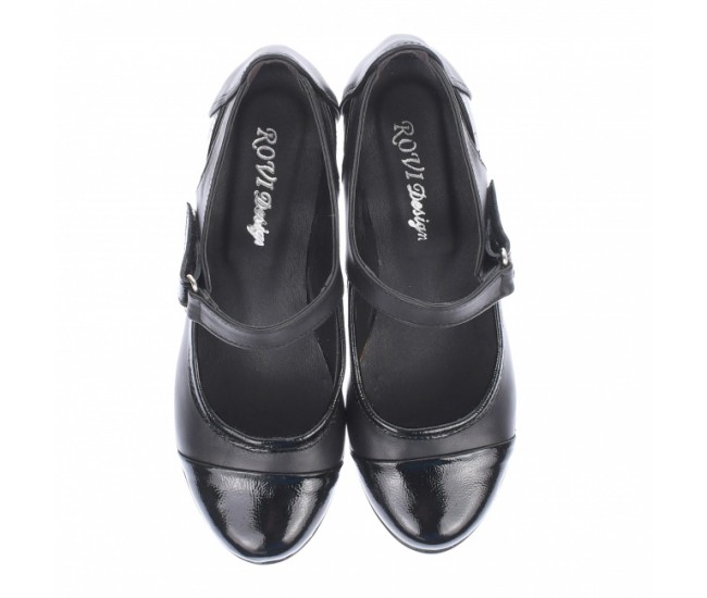 Oferta marimea 39 - Pantofi dama, casual, din piele naturala in combinatie cu piele lac, cu platforme de 5 cm - LP60NLAC