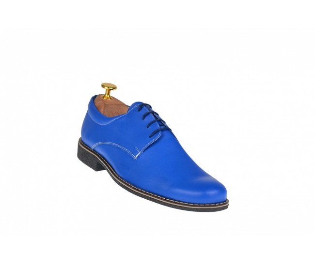 Oferta marimea 39, 40 Pantofi barbati casual - eleganti din piele naturala albastra LP80ALBASTRU