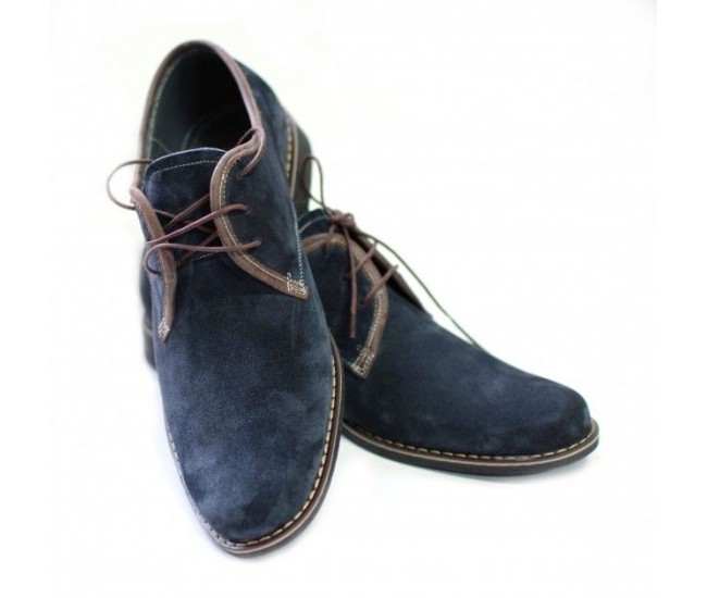 Oferta marimea  41, 44 - Pantofi barbati, din piele naturala (Intoarsa) casual-eleganti,  bleumarin -  LP80