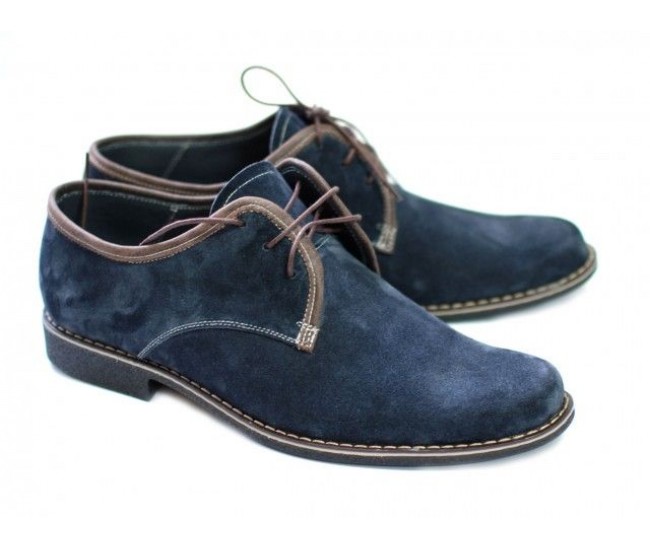 Oferta marimea  41, 44 - Pantofi barbati, din piele naturala (Intoarsa) casual-eleganti,  bleumarin -  LP80