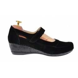 Oferta 38,  -Pantofi dama decupati din piele naturala intoarsa, foarte comozi - Model Mara Negru LP9154NVEL