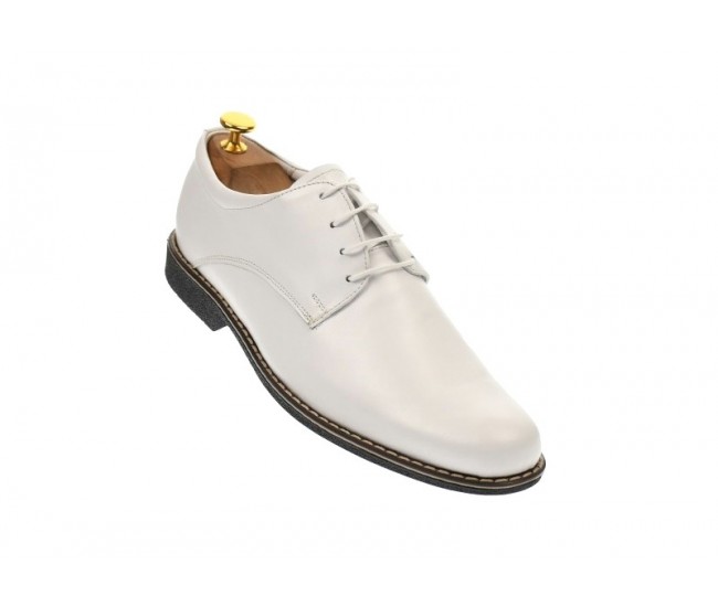 Oferta marimea 41 - Pantofi barbati, eleganti, albi, din piele naturala - LPAABOX