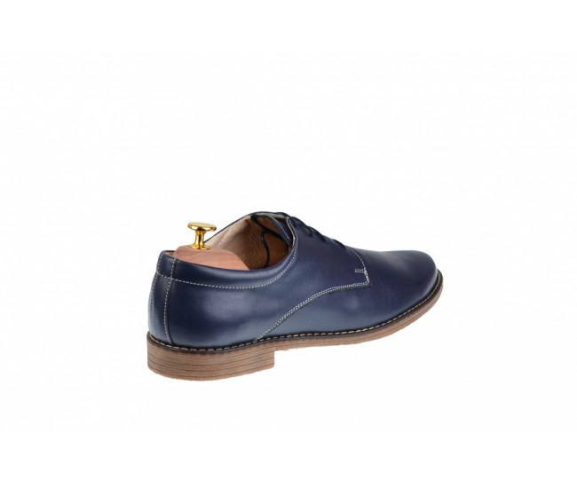 Oferta marimea 41, 42, 43 - Pantofi barbati casual din piele naturala box, bleumarin - LPABLM