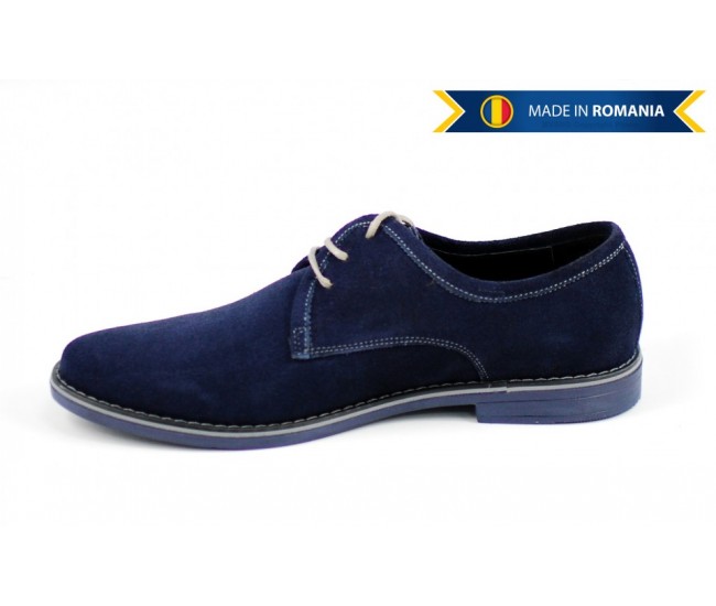 OFERTA  marimea 41 - Pantofi barbati,  casual-eleganti,  din piele naturala intoarsa,bleumarin - LPABLUVEL