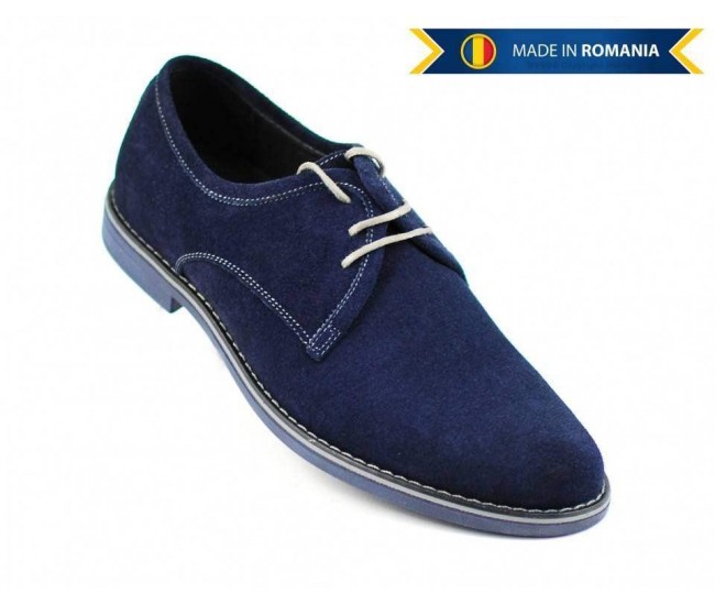 OFERTA  marimea 41 - Pantofi barbati,  casual-eleganti,  din piele naturala intoarsa,bleumarin - LPABLUVEL