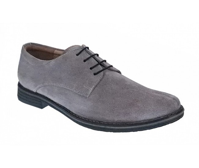 Pantofi barbati casual din piele naturala intoarsa gri - Marimea 39