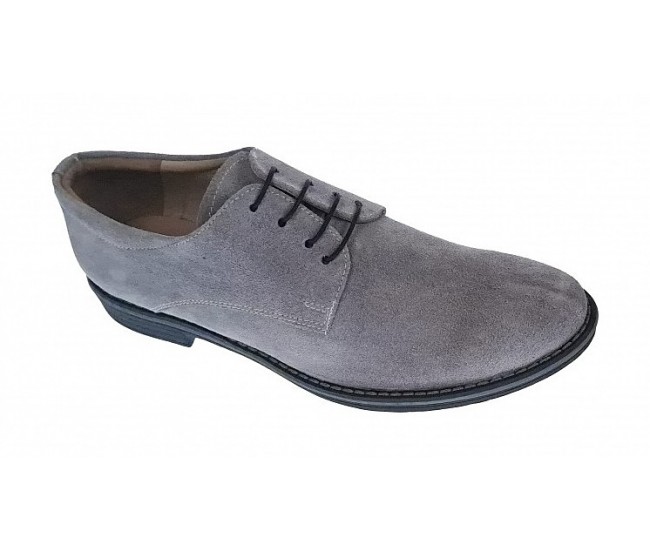 Pantofi barbati casual din piele naturala intoarsa gri - Marimea 39