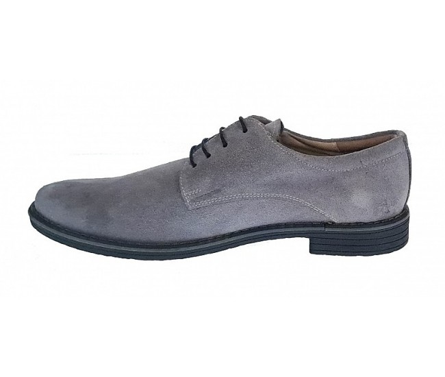 Pantofi barbati casual din piele naturala intoarsa gri - Marimea 39