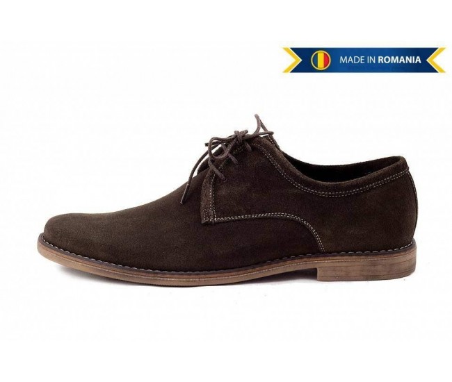 Oferta marimea 40 - Pantofi barbati, casual - eleganti din piele naturala intoarsa, maro - LPAMVEL