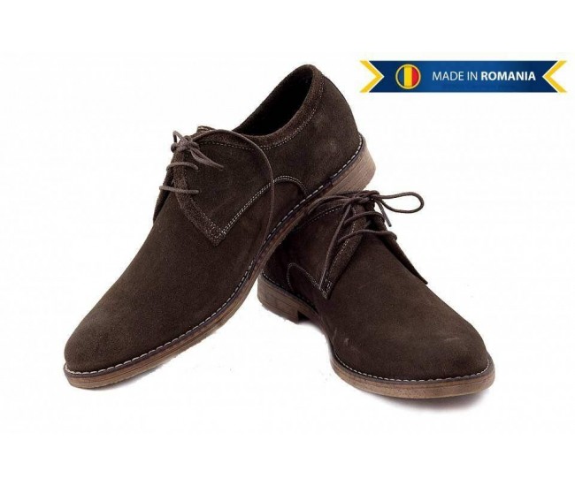 Oferta marimea 40 - Pantofi barbati, casual - eleganti din piele naturala intoarsa, maro - LPAMVEL