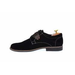 Oferta marimea 41 - Pantofi casual-eleganti, din piele naturala intoarsa, de culoare neagra - LPANM