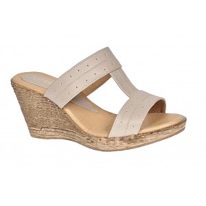 Oferta marimea 37 Papuci dama din piele naturala cu platforme de 7cm Bej LPAP300BEJ