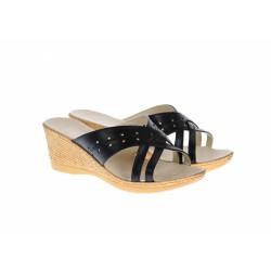 Papuci dama de vara cu platforme de 5 cm, din piele naturala LPAP5NBOX