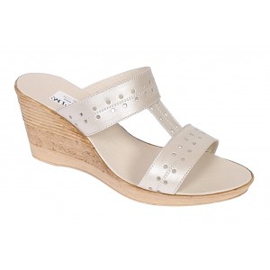 Oferta marimea 37 Papuci dama din piele naturala cu platforme de 7cm LPAP88BEJ