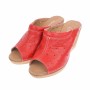 Oferta marimea 36! Saboti dama de vara, papuci din piele naturala cu perforatii, culoare rosu - LPAPUCTEAR