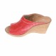 Oferta marimea 36! Saboti dama de vara, papuci din piele naturala cu perforatii, culoare rosu - LPAPUCTEAR