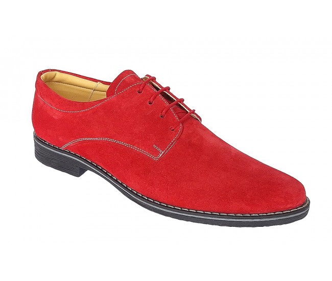 Oferta limitata pentru marimea 42, 43, Pantofi rosii barbati casual - eleganti din piele naturala intoarsa - CARLO LPARVELTG