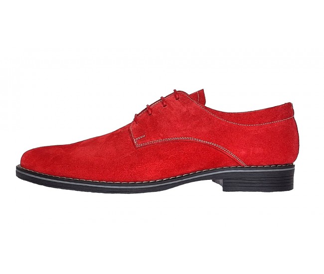 Oferta limitata pentru marimea 42, 43, Pantofi rosii barbati casual - eleganti din piele naturala intoarsa - CARLO LPARVELTG