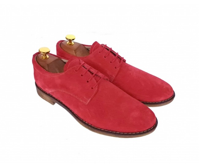 Oferta marimea 40 - Pantofi barbati casual din piele naturala intoarsa, Rosu - LPARVELTM