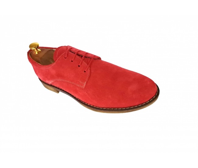 Oferta marimea 40 - Pantofi barbati casual din piele naturala intoarsa, Rosu - LPARVELTM