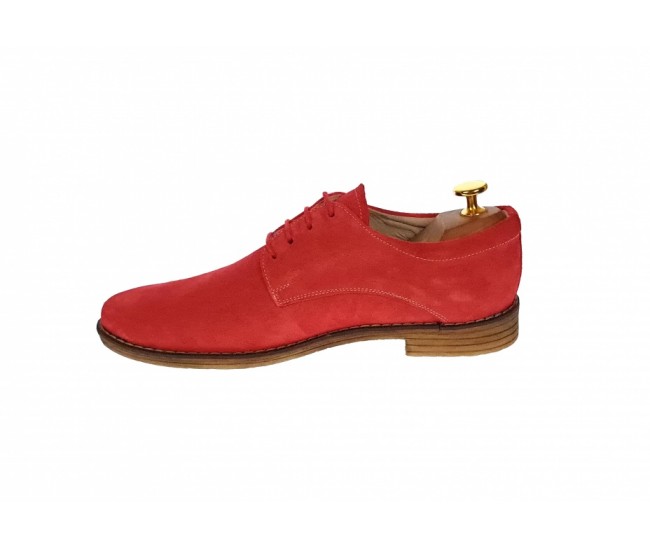 Oferta marimea 40 - Pantofi barbati casual din piele naturala intoarsa, Rosu - LPARVELTM