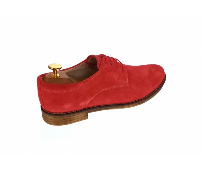 Oferta marimea 40 - Pantofi barbati casual din piele naturala intoarsa, Rosu - LPARVELTM