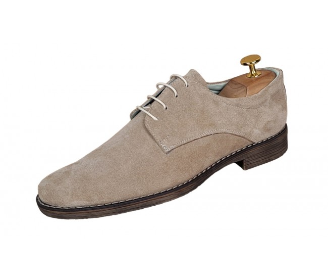 Marimea 39, Pantofi barbati casual din piele naturala intoarsa, culoare bej - LPAVELBEJ3