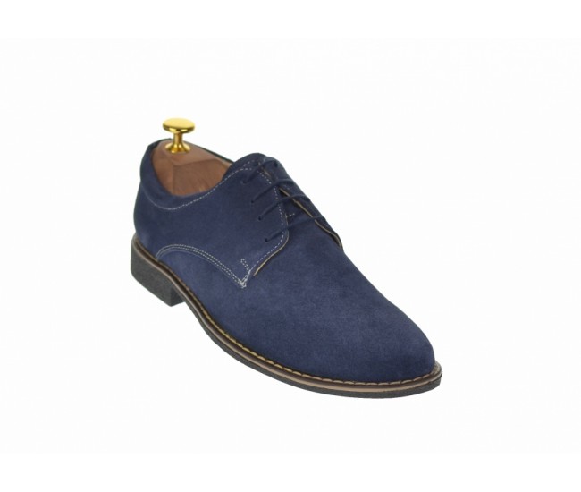 Oferta marimea 39, 42, 43, 44 -  Pantofi barbati,  casual-eleganti, din piele naturala intoarsa, bleumarin - LPAVELBLM2