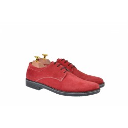 Oferta marimea  41-  Pantofi barbati casual din piele naturala intoarsa, culoare visiniu - LPAVELV
