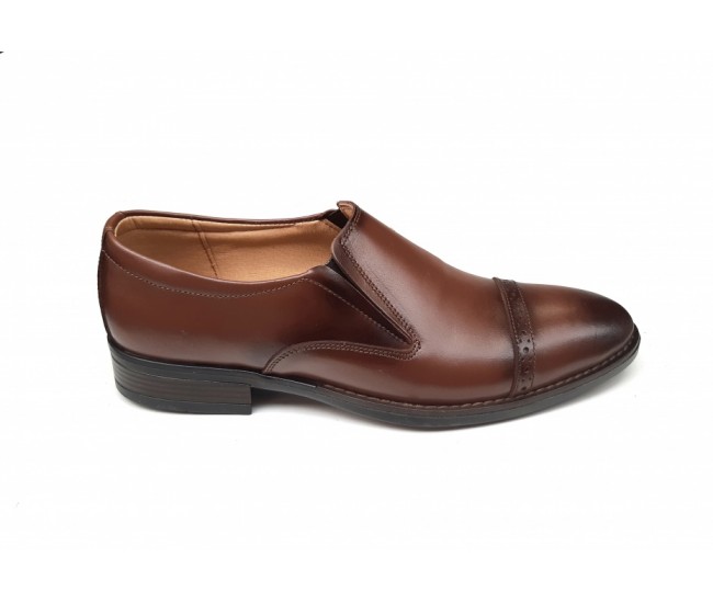 OFERTA MARIMEA  41,   42   -  Pantofi barbati eleganti, din piele naturala, Maro, cu elastic, CIUCALETI SHOES - LPB101TGEM