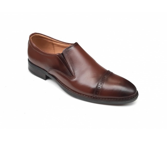 OFERTA MARIMEA  41,   42   -  Pantofi barbati eleganti, din piele naturala, Maro, cu elastic, CIUCALETI SHOES - LPB101TGEM