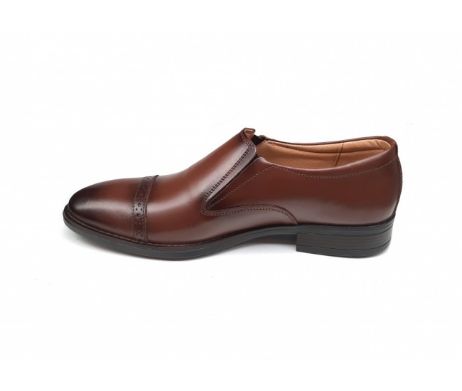 OFERTA MARIMEA  41,   42   -  Pantofi barbati eleganti, din piele naturala, Maro, cu elastic, CIUCALETI SHOES - LPB101TGEM