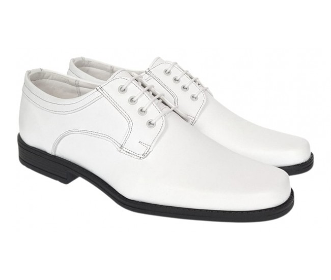 Oferta Marimea 42 Pantofi barbati albi eleganti din piele naturala cu siret LPB2265M