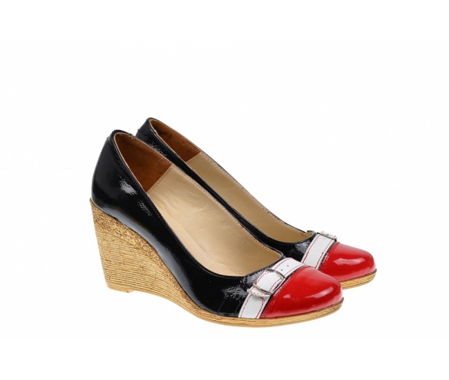 OFERTA marimea 37 - Pantofi dama piele naturala cu platforme de 7 cm LPTEARAN1