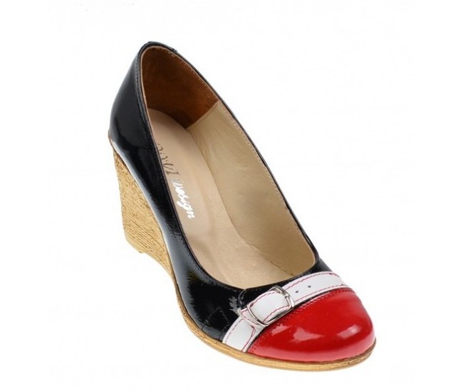 OFERTA marimea 37 - Pantofi dama piele naturala cu platforme de 7 cm LPTEARAN1