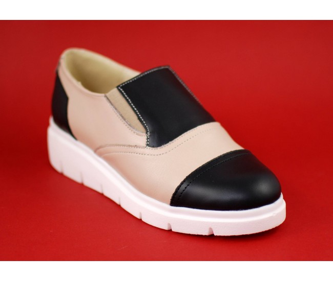 Oferta marimea 38 - Pantofi dama casual din piele naturala de culoare bej - LRUT4BN