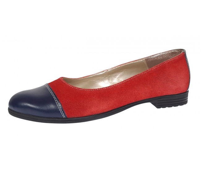 Oferta marimea 38 Balerini dama casual din piele naturala Rosu - Bleumarin LRUTBLR