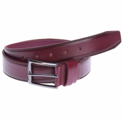 Curea barbati, casual-eleganta, din piele naturala, cusatura, visiniu 3.4cm - LS102V