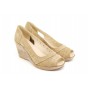 Oferta marimea 36 -  Pantofi dama, de primavara-vara, decupati in fata, cu platforme de 7cm, lucrati din piele naturala intoarsa -  LS1047BEJ