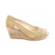 Oferta marimea 36 -  Pantofi dama, de primavara-vara, decupati in fata, cu platforme de 7cm, lucrati din piele naturala intoarsa -  LS1047BEJ