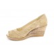 Oferta marimea 36 -  Pantofi dama, de primavara-vara, decupati in fata, cu platforme de 7cm, lucrati din piele naturala intoarsa -  LS1047BEJ