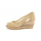 Oferta marimea 36 -  Pantofi dama, de primavara-vara, decupati in fata, cu platforme de 7cm, lucrati din piele naturala intoarsa -  LS1047BEJ