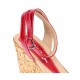Oferta 37! Sandale dama, din piele naturala, cu platforma, rosii,  Made in Romania  - LS107R