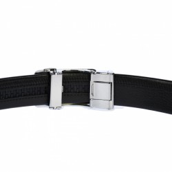 Curea din piele pentru barbati, catarama metalica fara ac, latime 3.5 cm, lungime reglabila, negru - LS207NSS