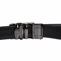 Curea din piele pentru barbati, catarama metalica fara ac, latime 3.5 cm, lungime reglabila, negru - LS208NSBR