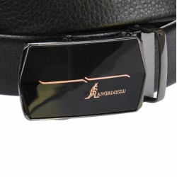 Curea din piele pentru barbati, catarama metalica fara ac, latime 3.5 cm, lungime reglabila, negru - LS209NSBR