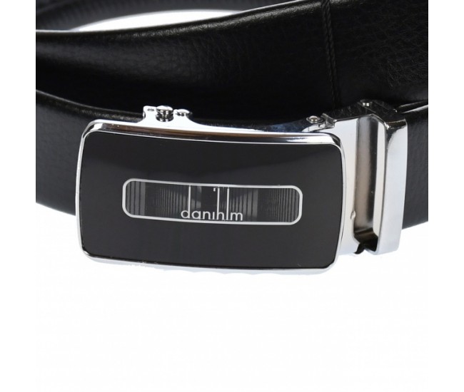 Curea din piele pentru barbati, catarama metalica fara ac, latime 3.5 cm, lungime reglabila, negru - LS224NSS