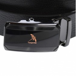 Curea din piele pentru barbati, catarama metalica fara ac, latime 3.5 cm, lungime reglabila, negru - LS256NNBR